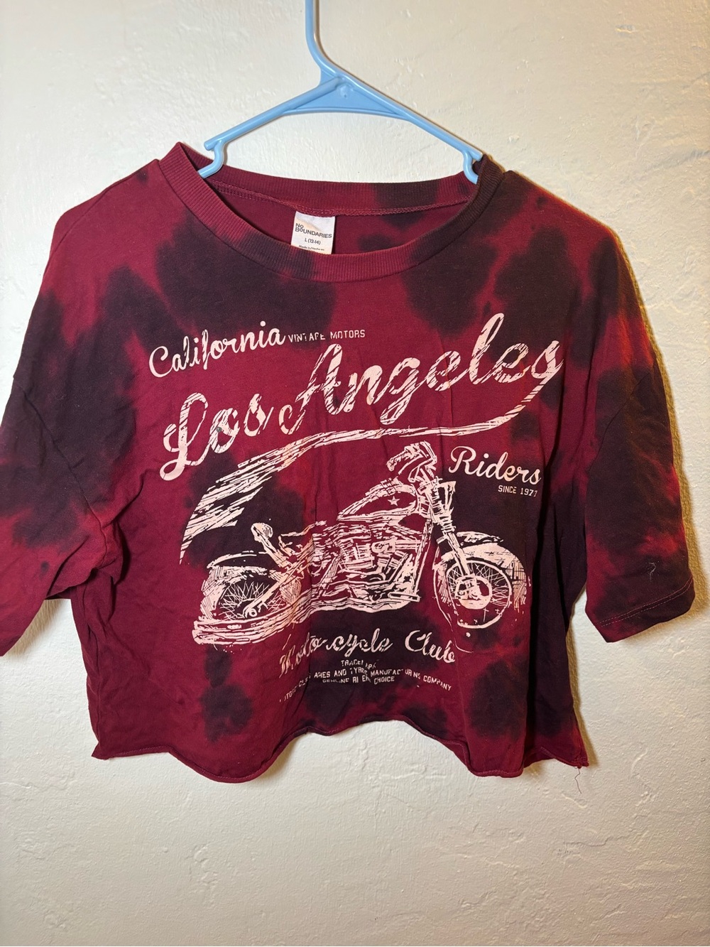 Los Angeles Motorcycle Graphic Crop Tee - Burgundy